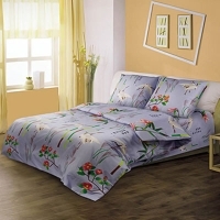 Постельное белье "Журавли" (1,5 спальный КПБ, хлопок, наволочки 50х70), рисунок 3148/1 артикул 6412a.