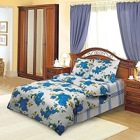 Постельное белье "Синие розы" (1,5 спальный КПБ, бязь, наволочки 70x70) артикул 6431a.